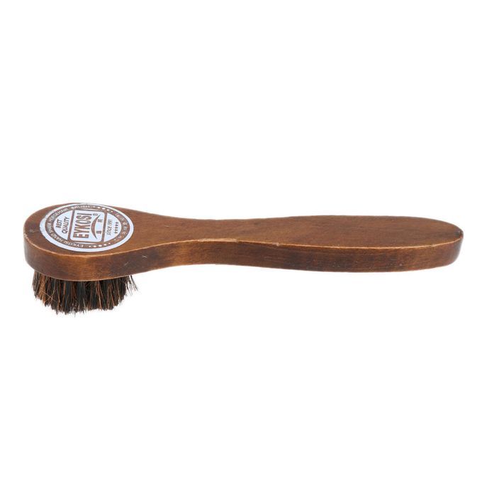 Horse Hair Shoe Brush Tool Shine Polish Buffing Brown Wooden Brush