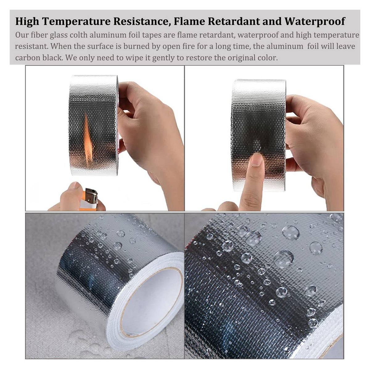 Glass Fiber Cloth Aluminum Foil Tape 59Mil Thick High Temperature Insulation Adhesive Metal Duct Tape1 Pack