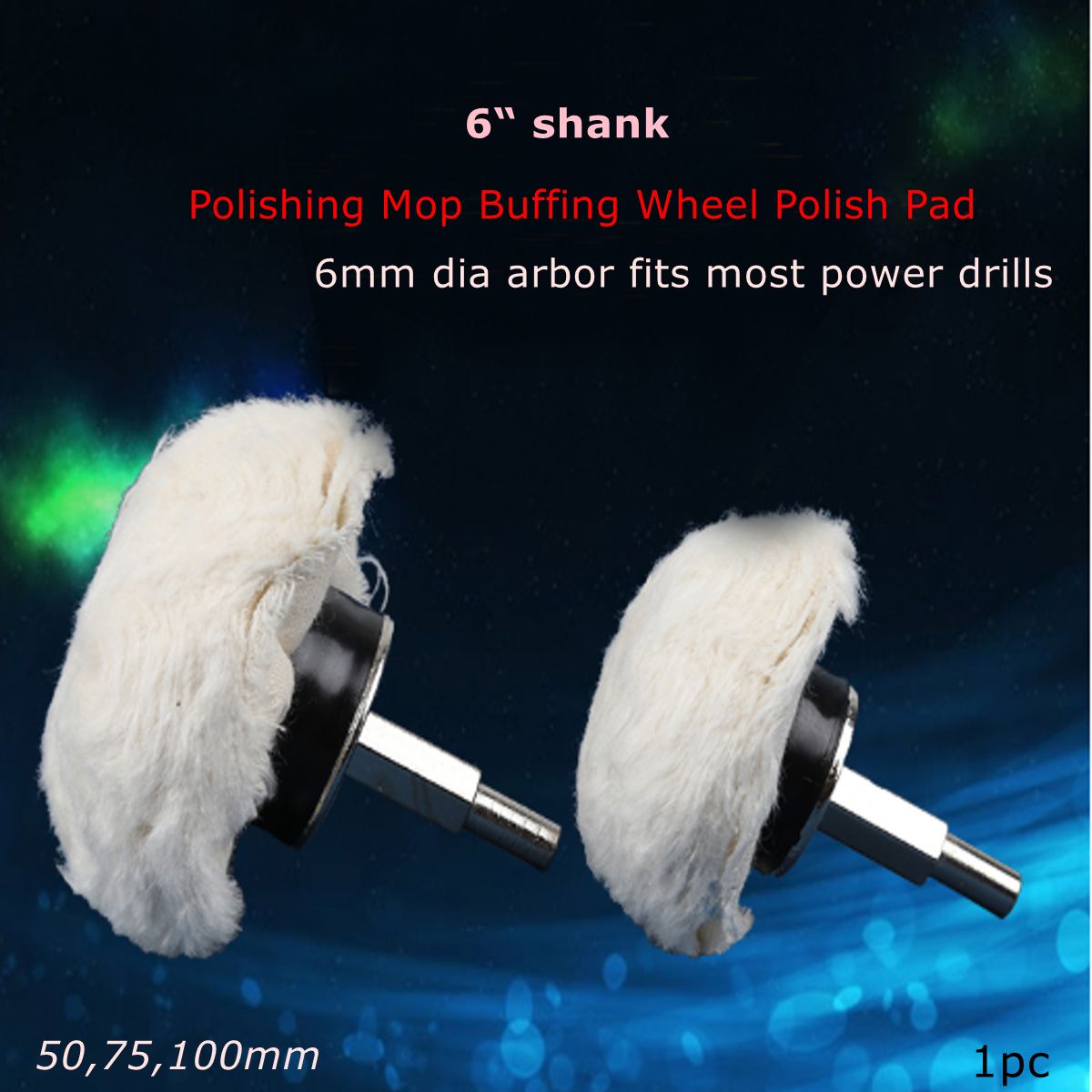 1pcs 1/4" Shank Rotary Cleaning Tool Polishing Mop Buffing Wheel Polish Pad Polisher Drill 50/75/100mm 50mm