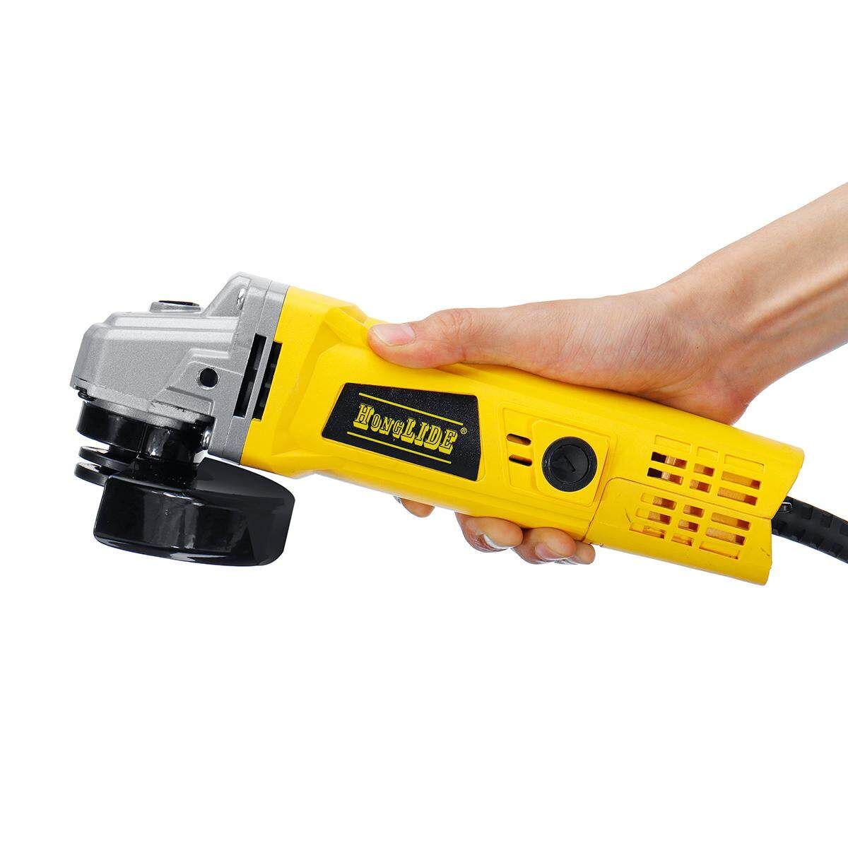 880W Electric Angle Grinder 100mm Grinding Machine Metal Tool Yellow
