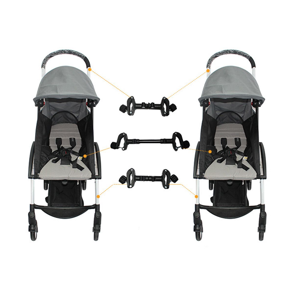 3Pcs Univesal Baby Stroller Connectors Twins Double Seat Pushchair Stroller Pad