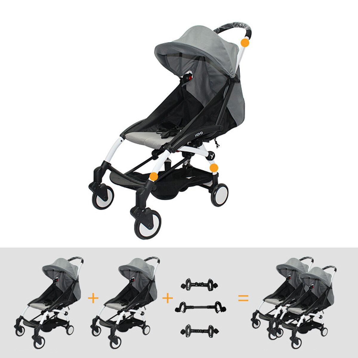 3Pcs Univesal Baby Stroller Connectors Twins Double Seat Pushchair Stroller Pad