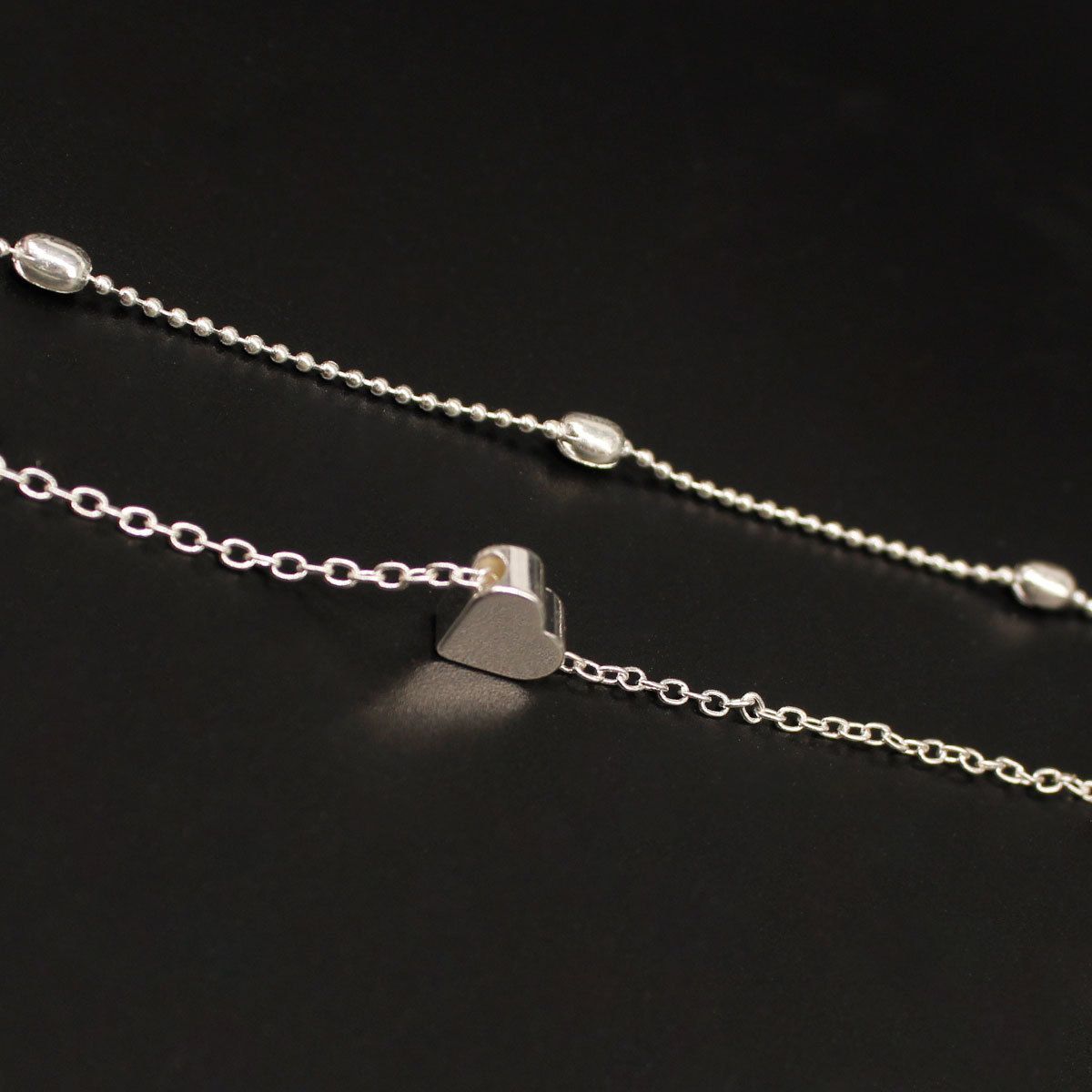 Women Two Layer Leg Chain Love Heart Anklet Bracelet Jewelry