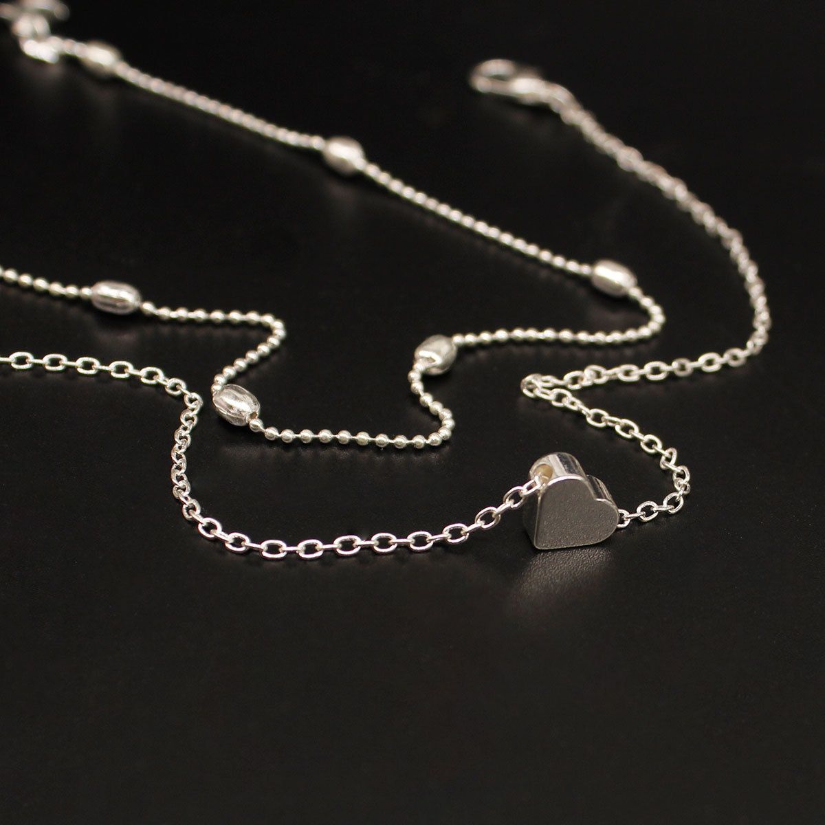 Women Two Layer Leg Chain Love Heart Anklet Bracelet Jewelry
