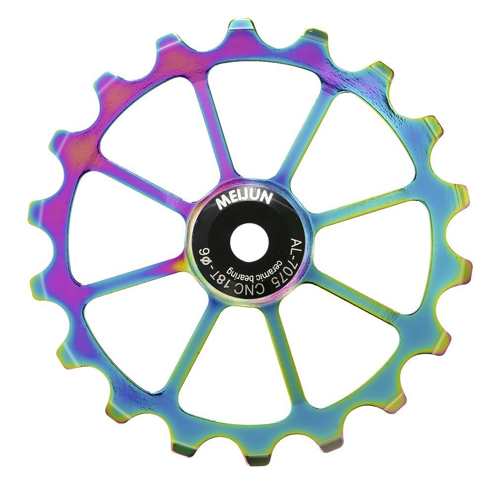 18T Bicycle Rear Derailleur Pulley Ceramic Bearing Jockey Wheel AL-7075 CNC Bike Guide Roller 4mm/5mm/6mm for Road Bike Mountain Bike BMX