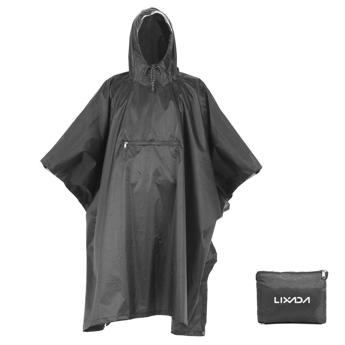 Lixada Hooded Rain Poncho Waterproof Raincoat Jacket Cycling Rain Cover for Outdoor Camping Hiking Fishing