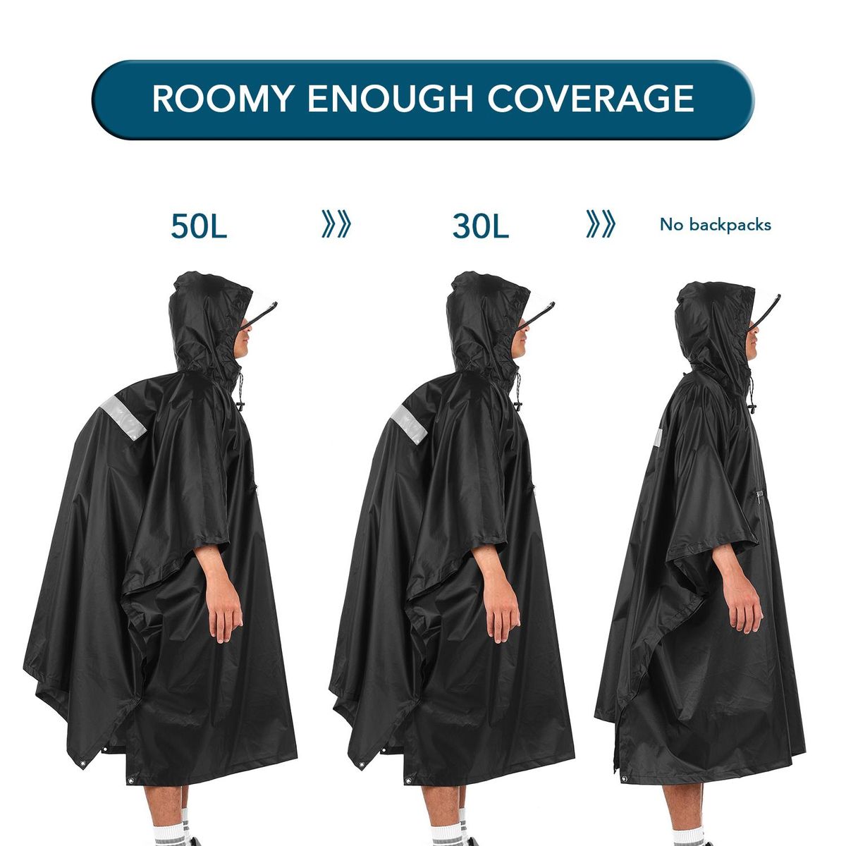 Lixada Hooded Rain Poncho Waterproof Raincoat Jacket Cycling Rain Cover for Outdoor Camping Hiking Fishing