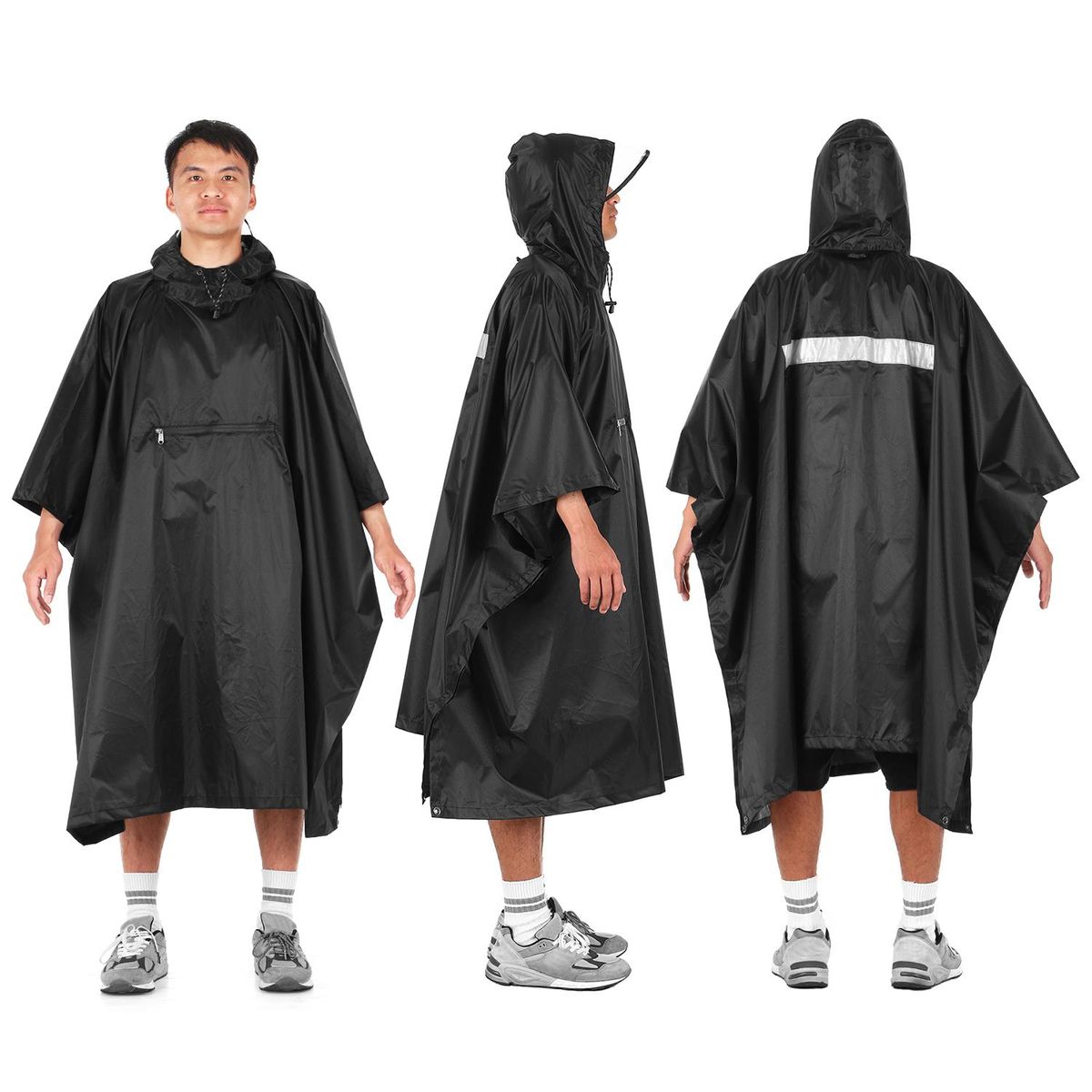 Lixada Hooded Rain Poncho Waterproof Raincoat Jacket Cycling Rain Cover for Outdoor Camping Hiking Fishing