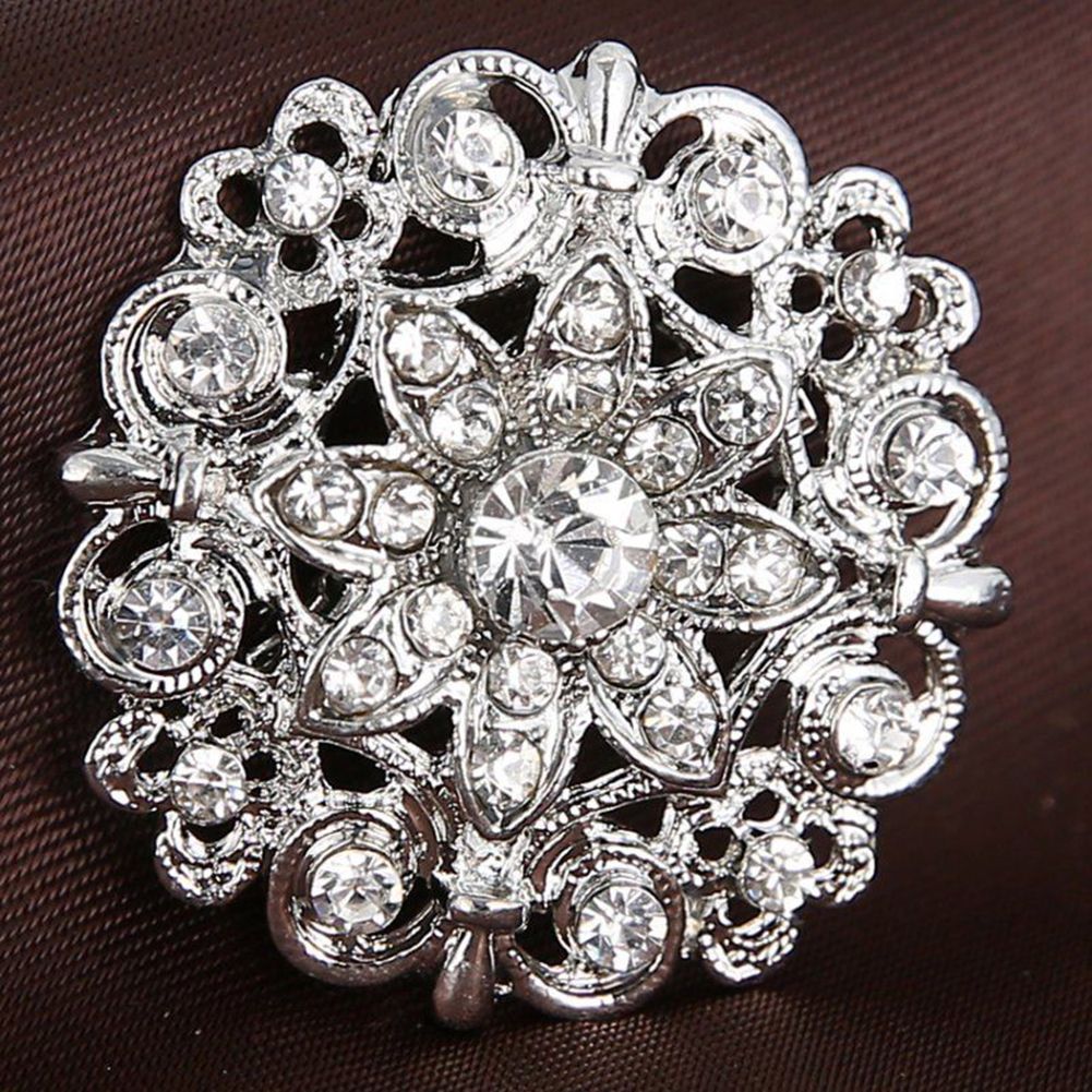 Flower Hollow Ladies Rhinestone Broach Brooch Pin Bouquet-