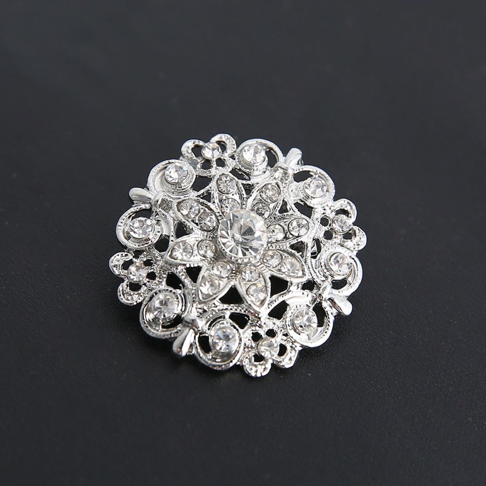Flower Hollow Ladies Rhinestone Broach Brooch Pin Bouquet-