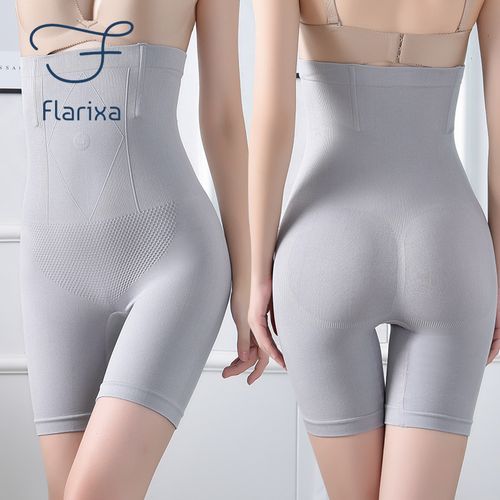 (Black-Quantum)Flarixa Plus Size Safety Shorts Shaping Shaper Underwear Seamless Women's Panties High Waist Flat Belly Boxers Spandex Shorts DOU