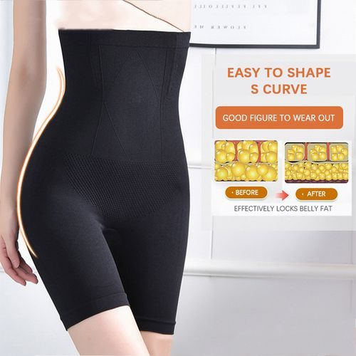 (Black-Quantum)Flarixa Plus Size Safety Shorts Shaping Shaper Underwear Seamless Women's Panties High Waist Flat Belly Boxers Spandex Shorts DOU