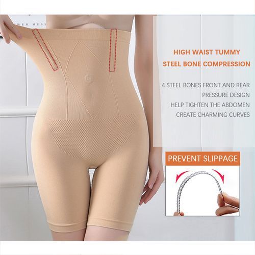(Black-Quantum)Flarixa Plus Size Safety Shorts Shaping Shaper Underwear Seamless Women's Panties High Waist Flat Belly Boxers Spandex Shorts DOU