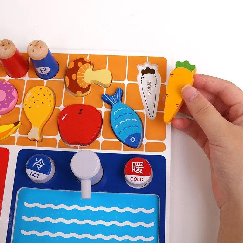 Kids Pretend Chef Game Toy Wooden Cosplay Simulation Flat Kitchen Accessories Tools Children Puzzle Early Education Toys TY0417