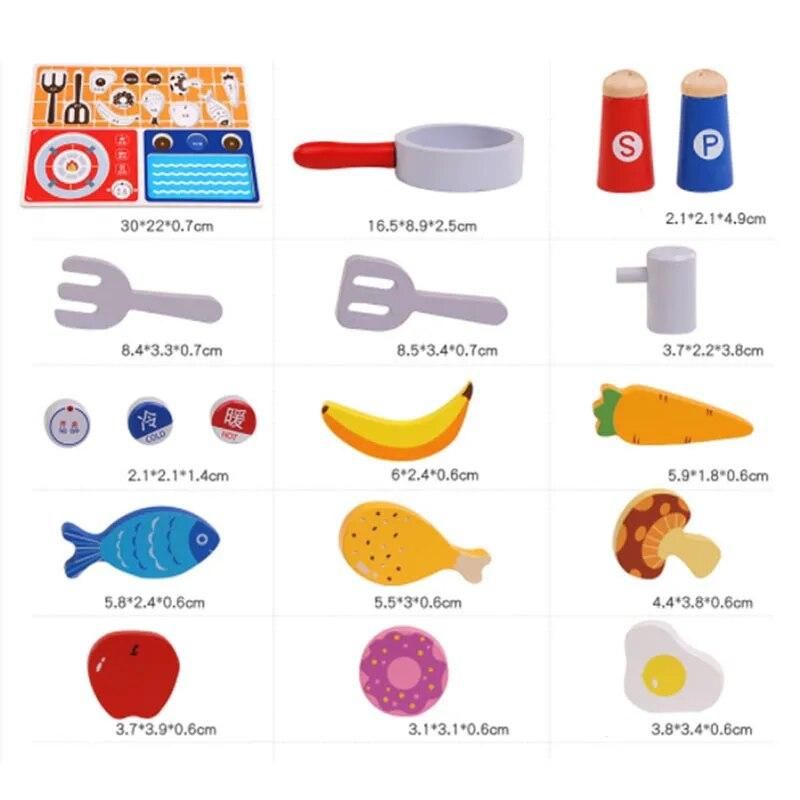 Kids Pretend Chef Game Toy Wooden Cosplay Simulation Flat Kitchen Accessories Tools Children Puzzle Early Education Toys TY0417