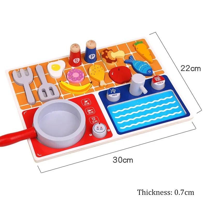 Kids Pretend Chef Game Toy Wooden Cosplay Simulation Flat Kitchen Accessories Tools Children Puzzle Early Education Toys TY0417