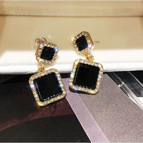 Black Square Geometric Earrings For Women