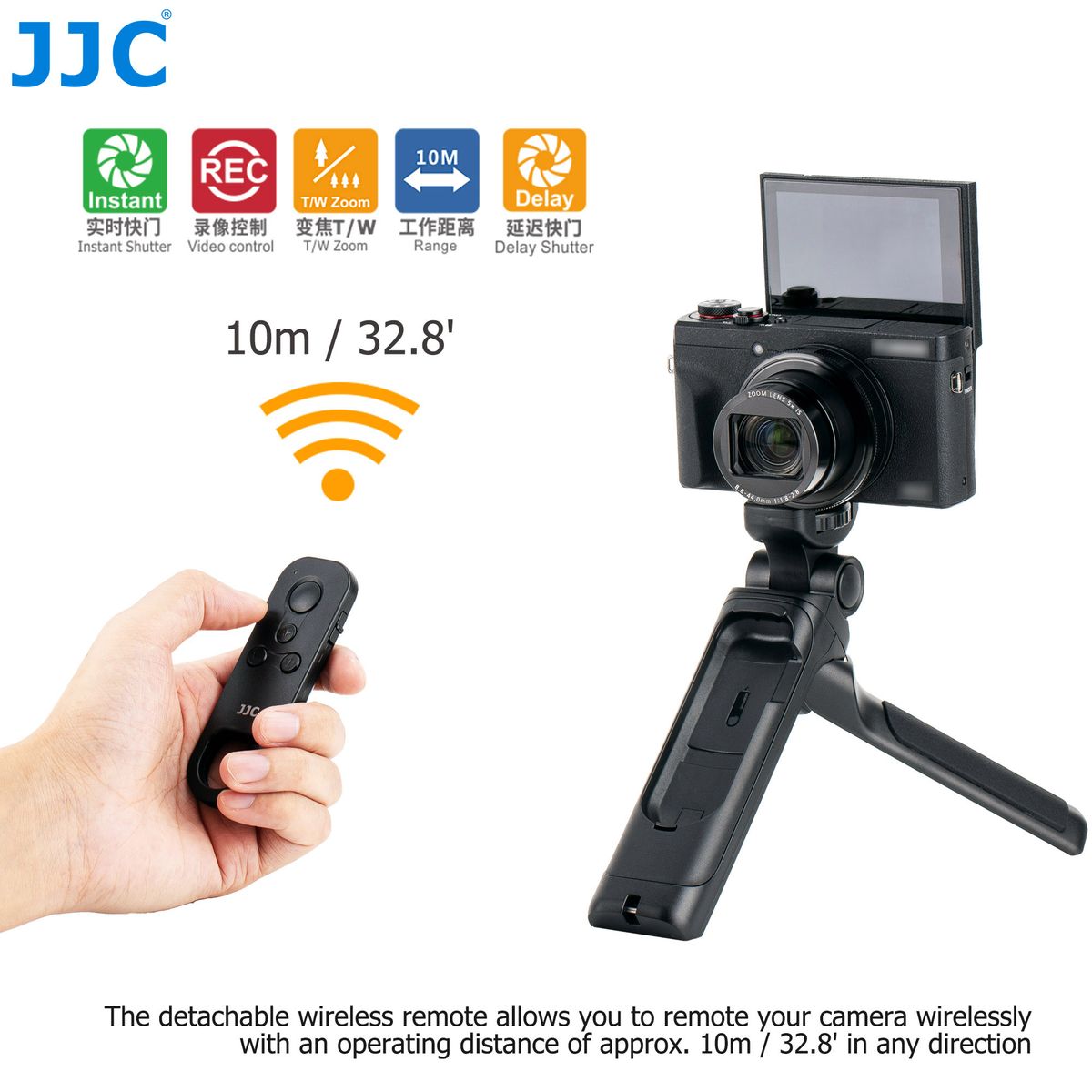 JJC BR-E1 Wireless Remote Controrip For Canon EOS R8 R7 R50 R10 R RP R5 R6 Mark II M50 M6 Mark II 850D 200DII 90D 6D Mark II