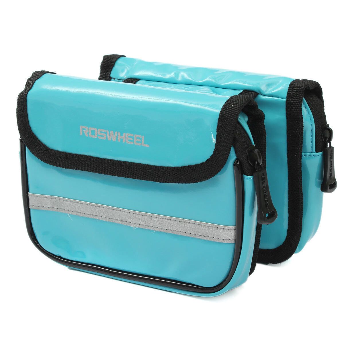 Cellphone Waterproof Riding Front Frame Leather Bags Blue Turquoise Blue