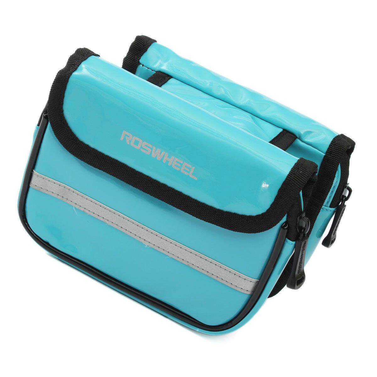 Cellphone Waterproof Riding Front Frame Leather Bags Blue Turquoise Blue