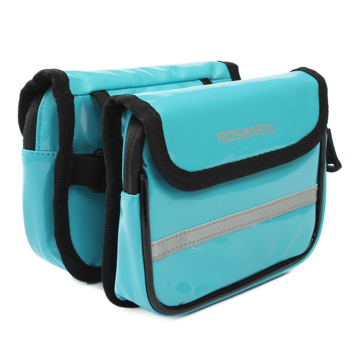 Cellphone Waterproof Riding Front Frame Leather Bags Blue Turquoise Blue