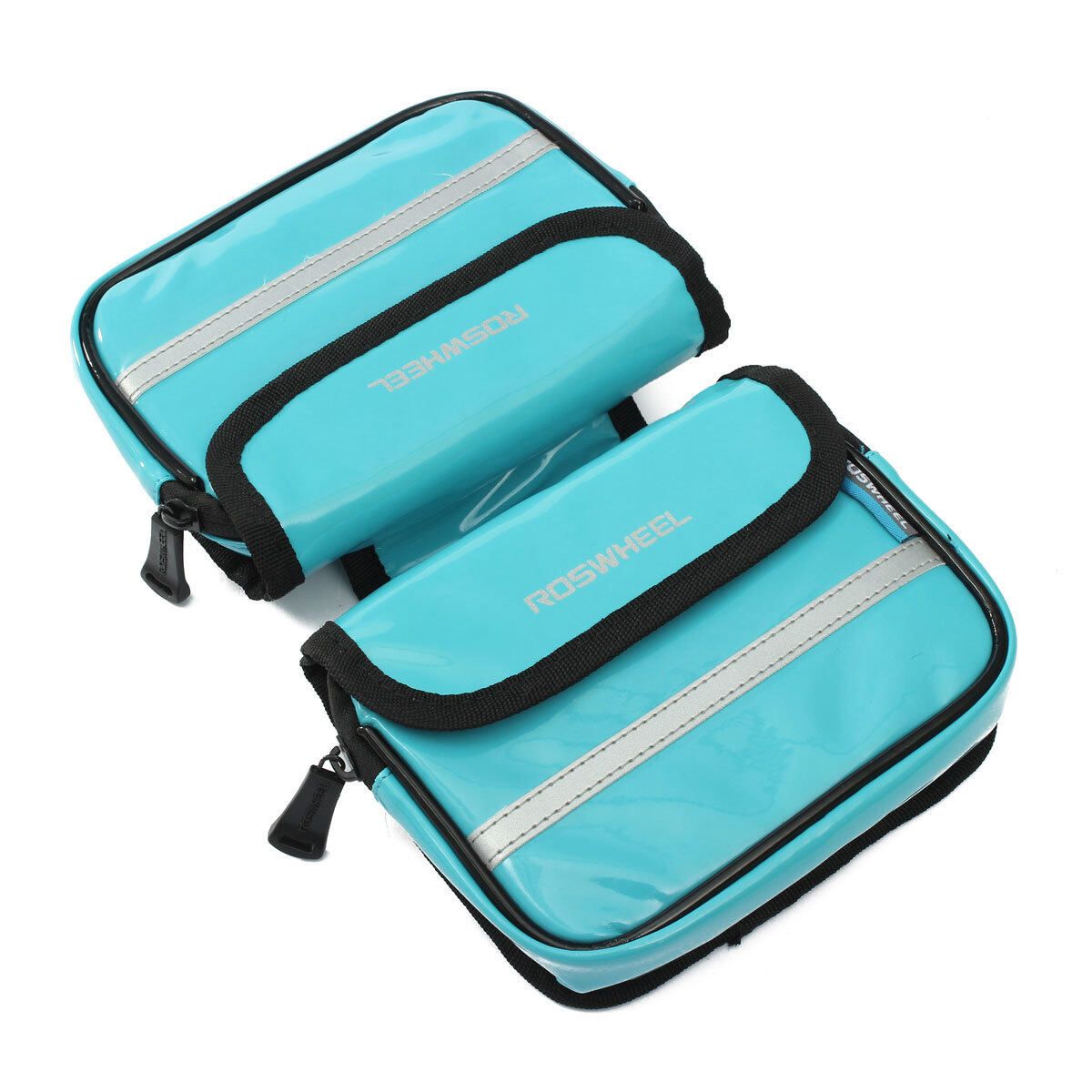 Cellphone Waterproof Riding Front Frame Leather Bags Blue Turquoise Blue