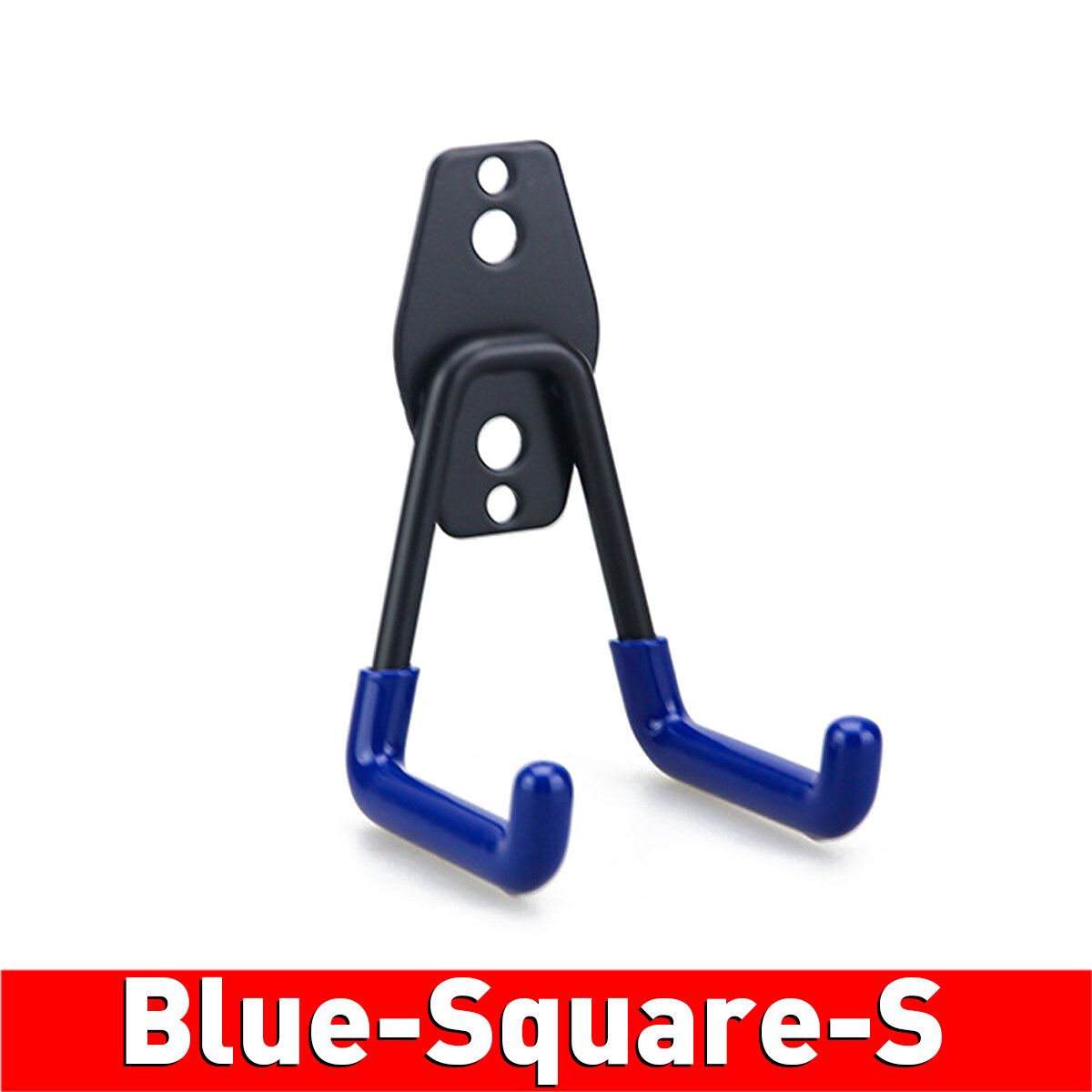Square / Round -- Garage Storage Hooks Wall-Mounted Heavy-Duty U-Shaped Tool Holder Double Garage Hook With Non-Slip Coating Supplies Square-S-Blue