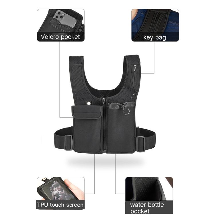 Double Pocket Running Chest Bag Vest Bag MK-119 Black