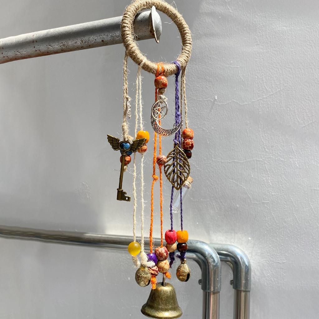 Witch Bell Wind Chime Rope Weave Opal Art Twine For Patio Decoration