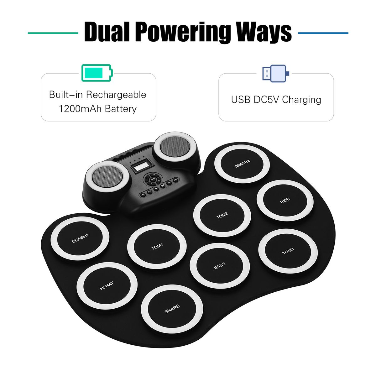 Portable Roll-up Electronic Drum Pad Silicon Digital Drum