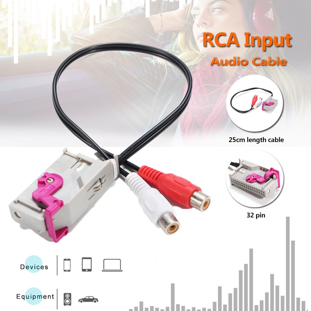 Car Aux-in RNS-E Navigation RCA Input Audio Cable 32-Pin For Audi A3 A4 A6 A8 TT