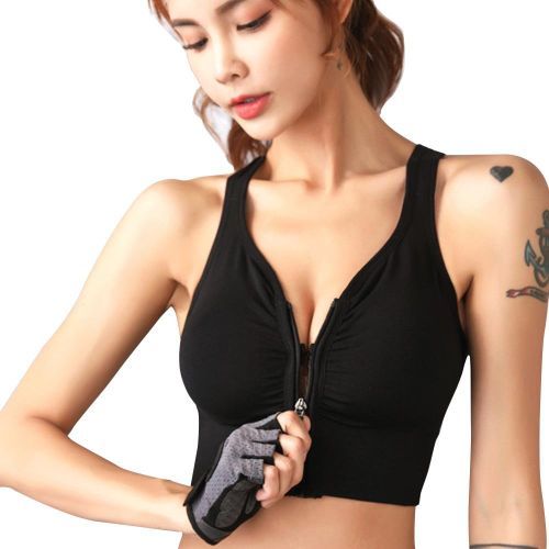 Zip Up Sports Bras For Women Full Coverage Yoga Bra