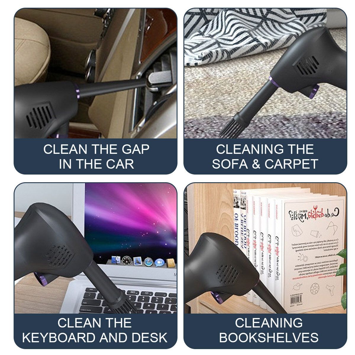 60W Computer Cleaning Cordless Air Duster ,Replaces Compressed Spray Gas Cans Rechargeable Cleaner Blower 6000Mah
