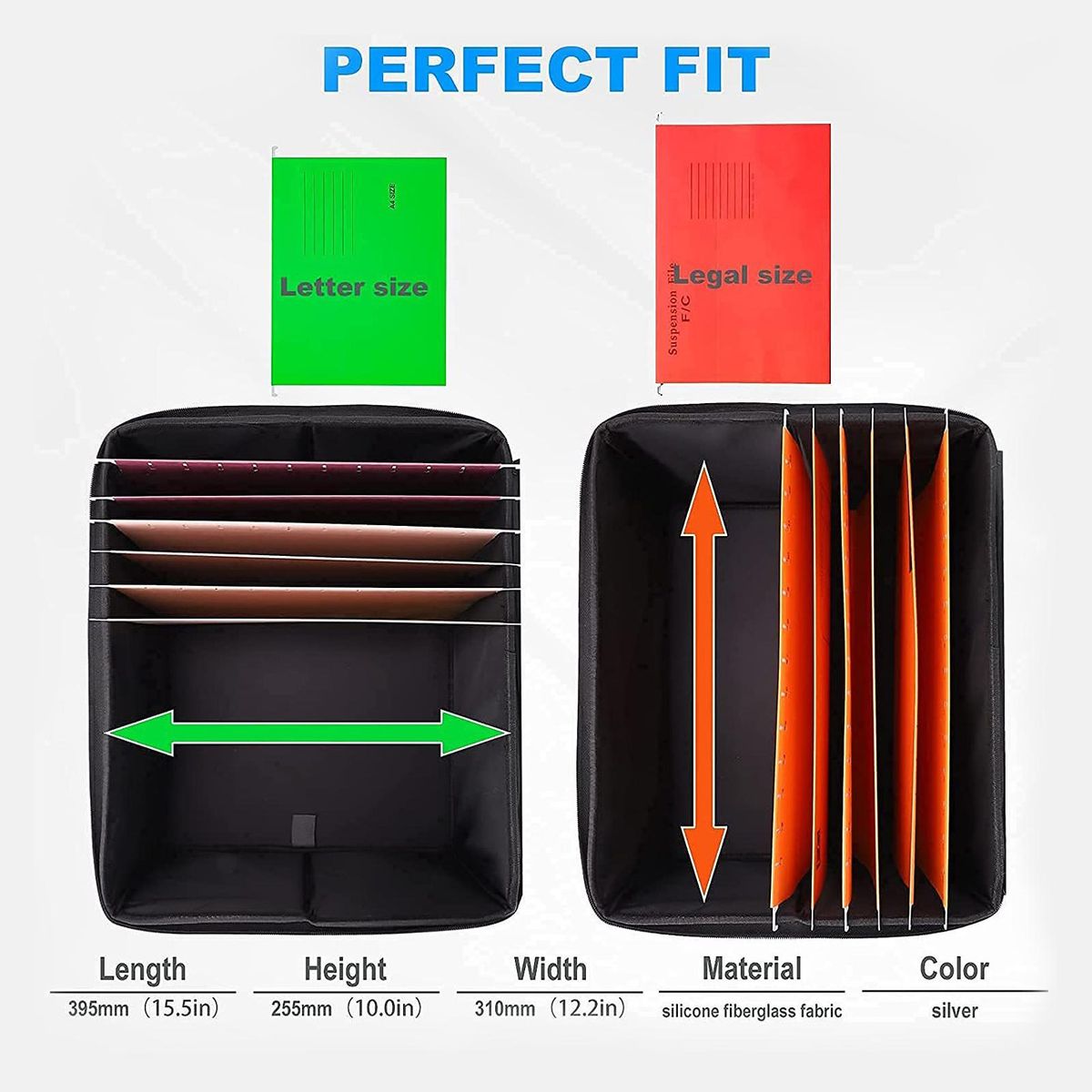 Fireproof Document Bag Fireproof Waterproof Storage Box with Lock Suitable for Hanging Letter/Legal Folder Magazine Files Book Portable Home Office Car Safe Box