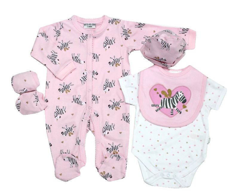 Baby Girls Zebra 5 Piece Layette Set