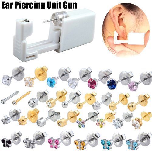 Disposable Sterile Ear Nose Piercing Unit Gun + Stud :