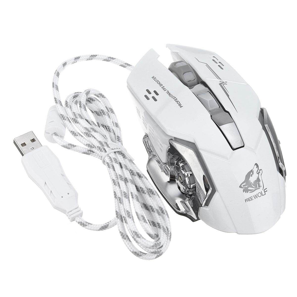 4000DPI Wired LED Optical Gaming Mouse 6 Button Macro Programmable For PC Laptop Black White (white)