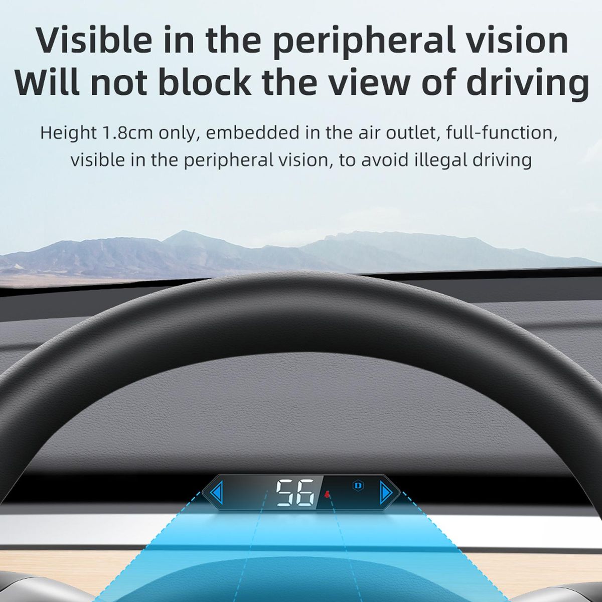 Heads up Display Replacement for Tesla Model 3/Y 2019-2023 Display Speed Gear Turn Signal Battery Door Seat Belt Remaining