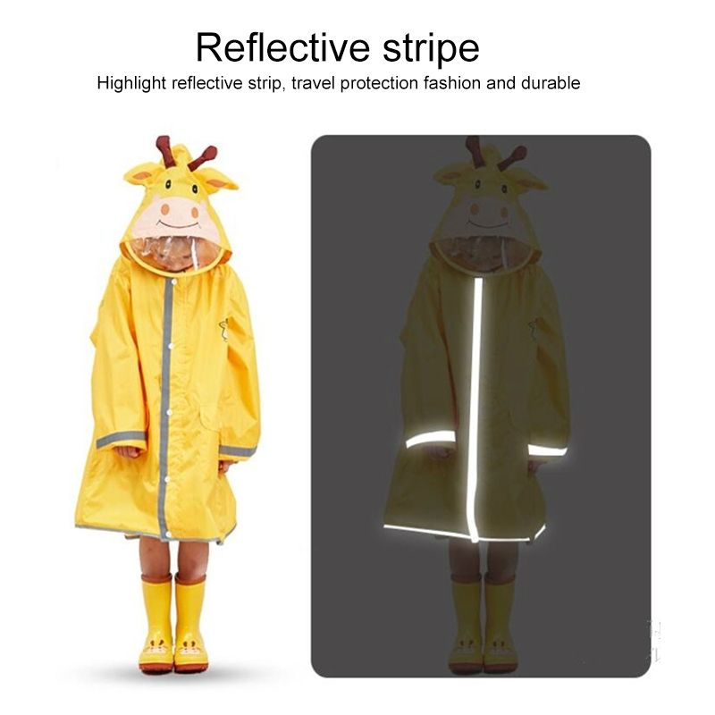 Kids Cartoon Animal Waterproof Jumpsuit Raincoat Boys Girls Children Rainwear Hooded Raincoat Suit, Size:L(Blue)