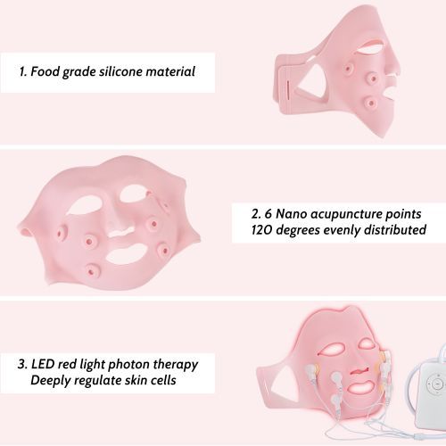 Red LED Light Photon Therapy Soft  Mask Face Massager With Controller Acupoint Vibration Anti Wrinkles Korean Skincare Tools