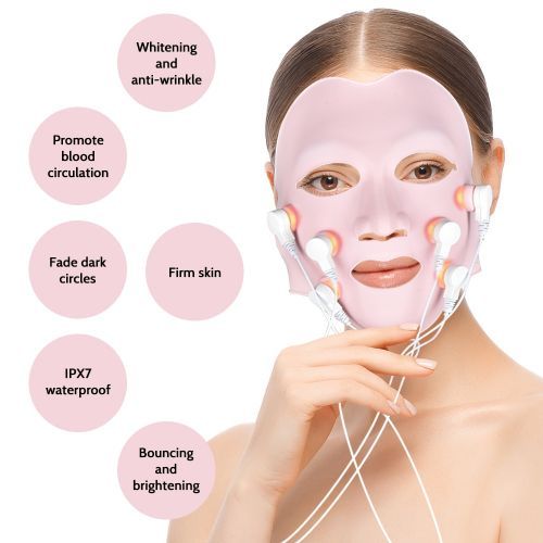 Red LED Light Photon Therapy Soft  Mask Face Massager With Controller Acupoint Vibration Anti Wrinkles Korean Skincare Tools