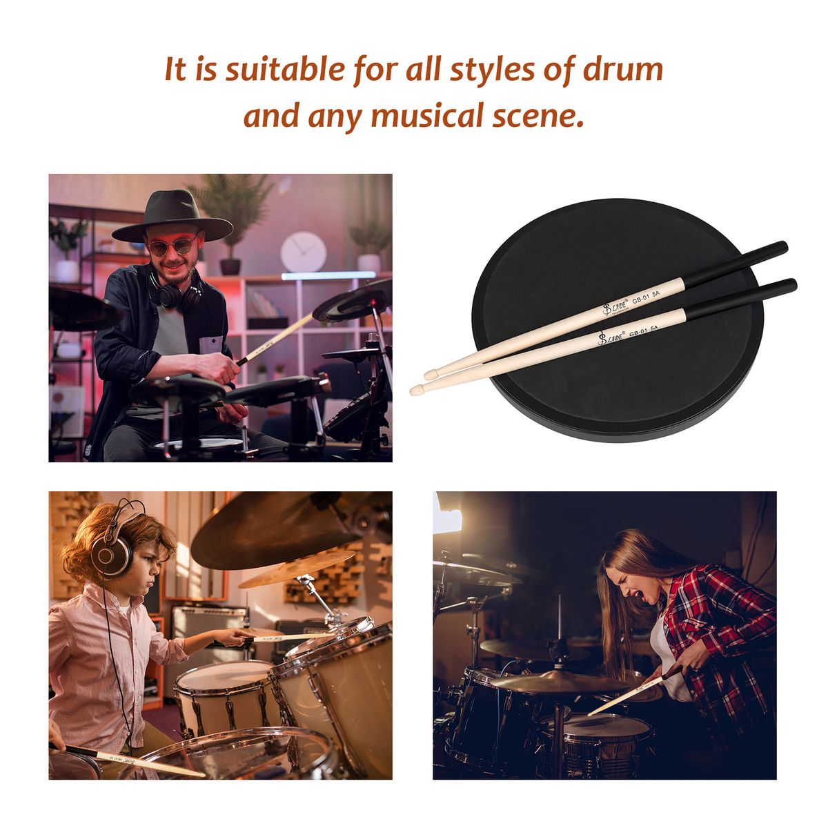 SLADE 3 Pairs 5A Drum Sticks Maple Wood Drumsticks