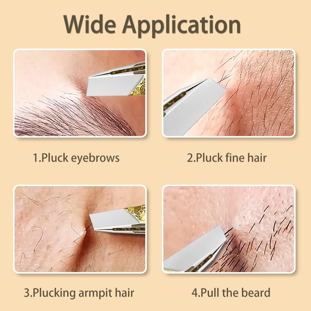 Stainless Steel Eyebrow Tweezers, Precision Tweezers for Eyebrows Ingrown Hair Removal Fine Hairs Puller Makeup Tool
