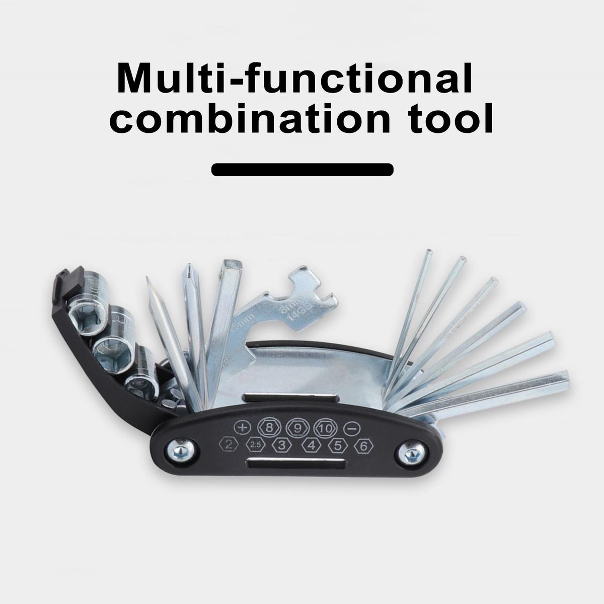Bike Repair Kit 16-in-1 Multifunctional Tool Set for Mountain Road Silver