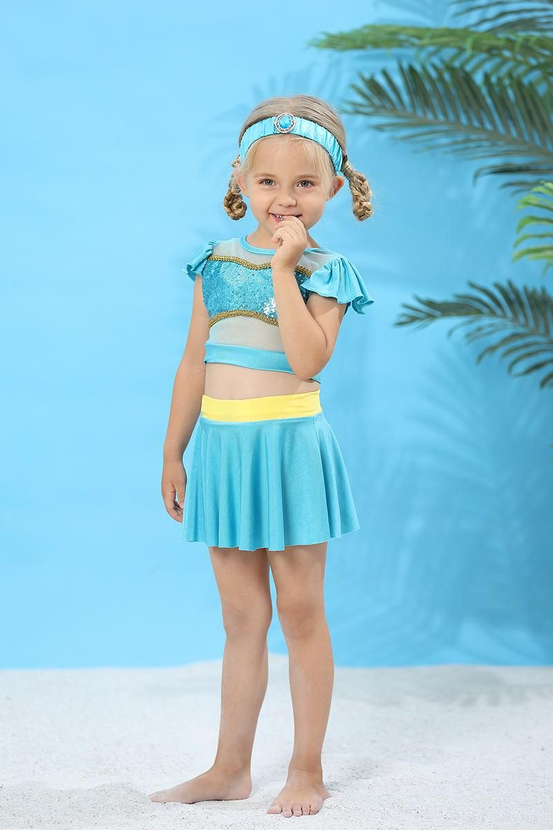 Girls Princess Swimwear Two-Piece Tankini Set Bathing Suits Outdoors Beach Surfing Water Park Summer Swimsuits