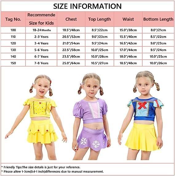 Girls Princess Swimwear Two-Piece Tankini Set Bathing Suits Outdoors Beach Surfing Water Park Summer Swimsuits