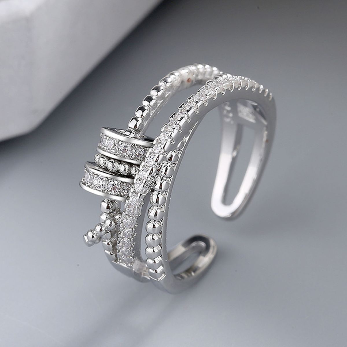 Women Ring Opening Good Luck Ring Platinum