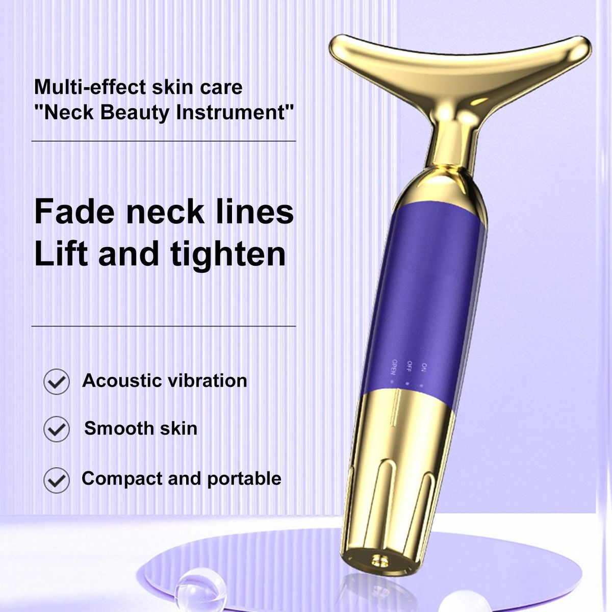 Vibrating Neck Massager Vibrantlift Neck Massager Enhance Skin Purple