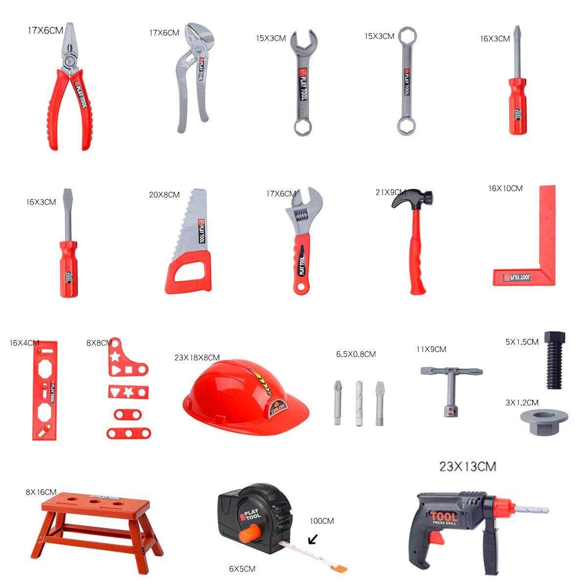 31Pcs Box Tool Set Toy Builder Work Gift Kids Screwdriver Pretend Role Play