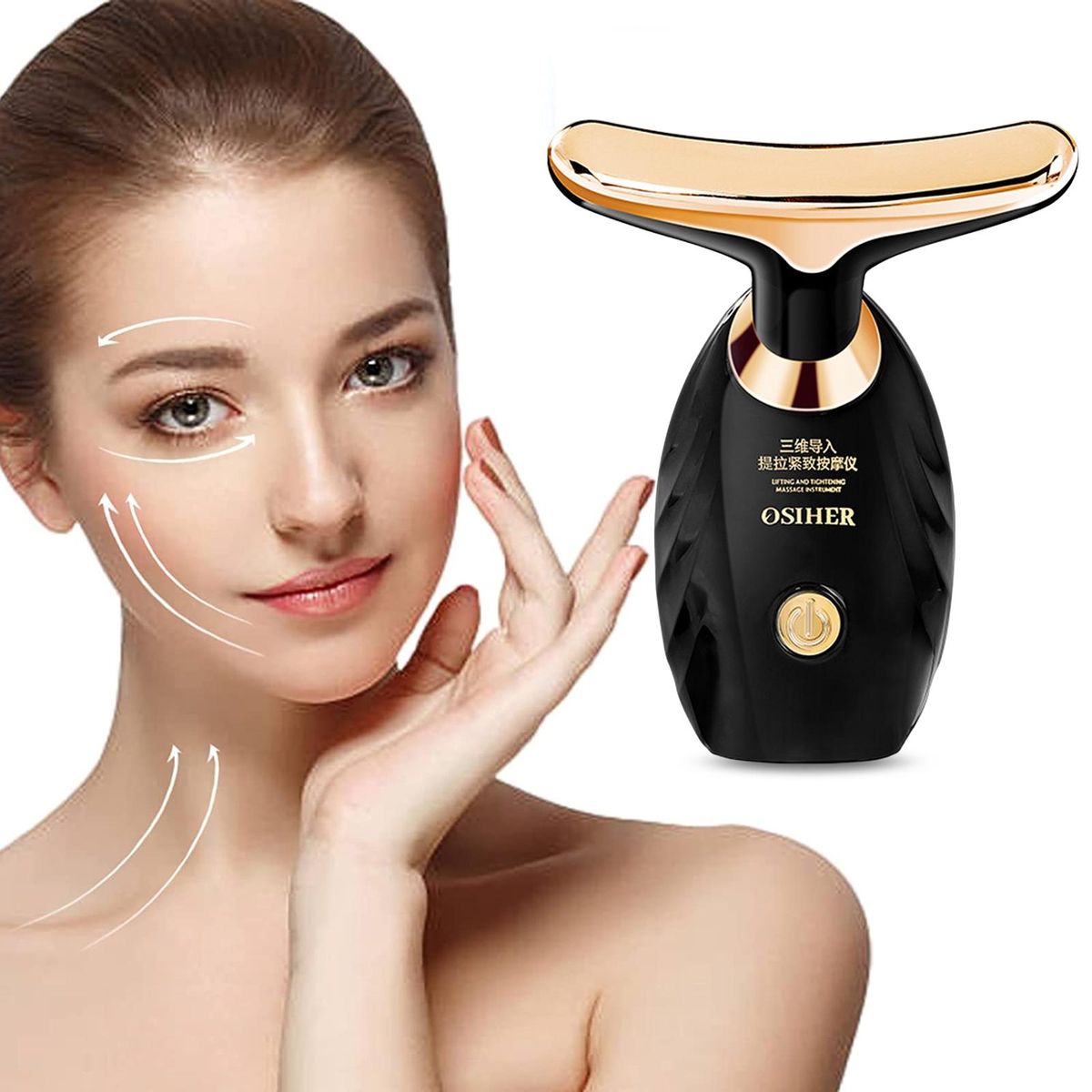 Face Neck Massager Wrinkle Removal Device Face Neck Firming Tool Black